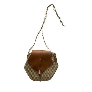 Snow Q Small Brown/Straw Crossbody Purse